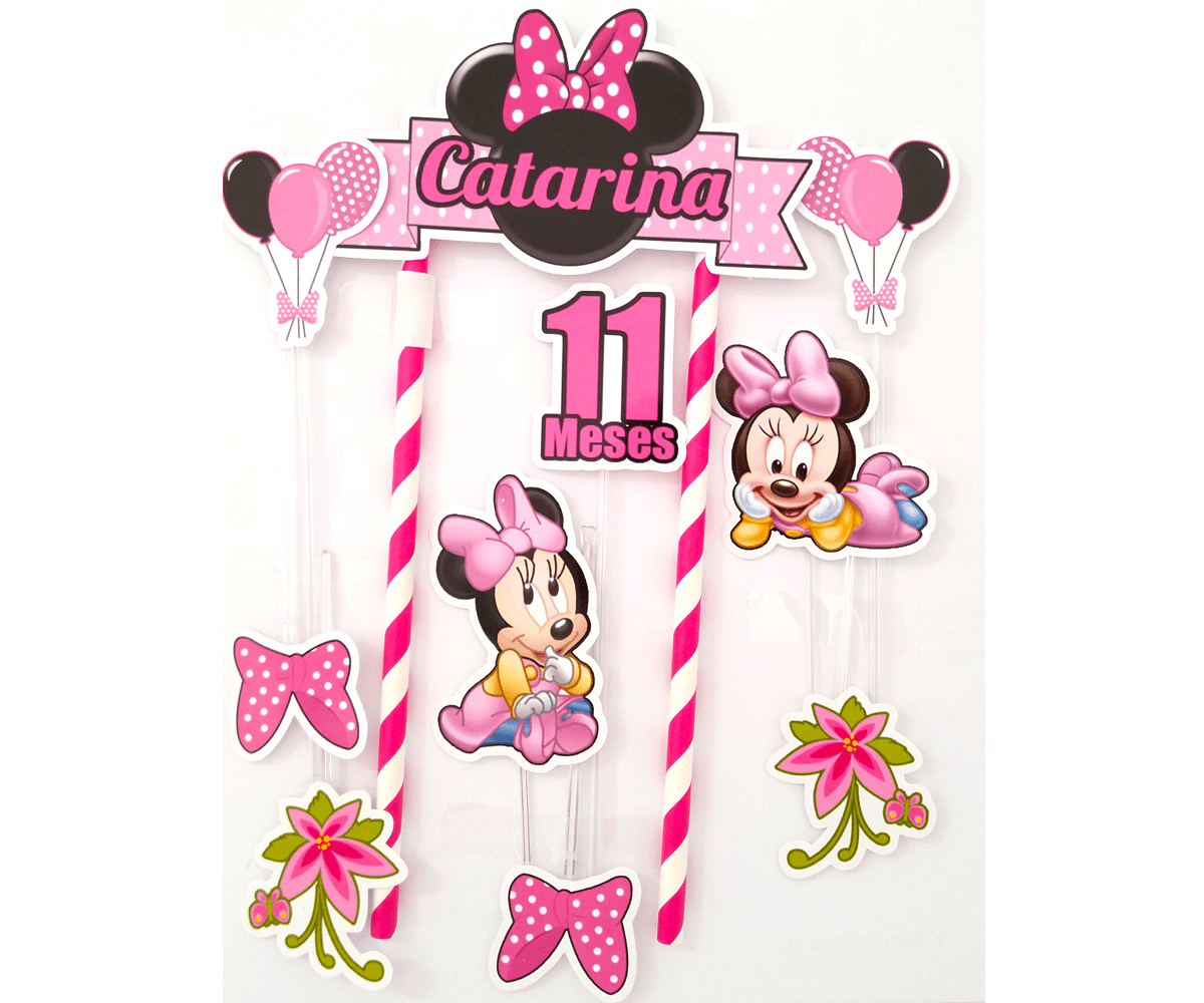 Kit Festa Mesversario Minnie Rosa Baby Pic Art Personalizados