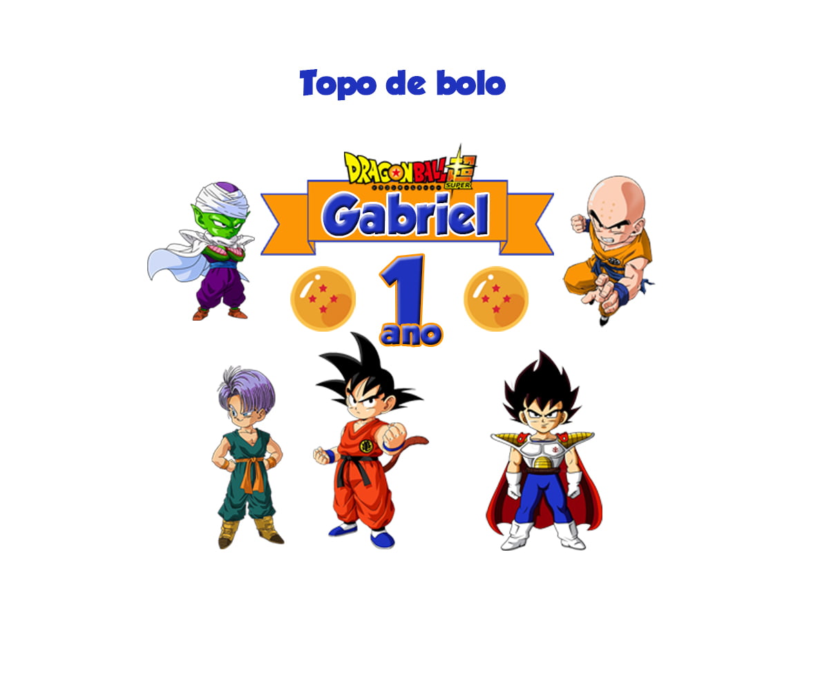 Dragon ball Z decoração de aniversário topo de bolo para imprimir png