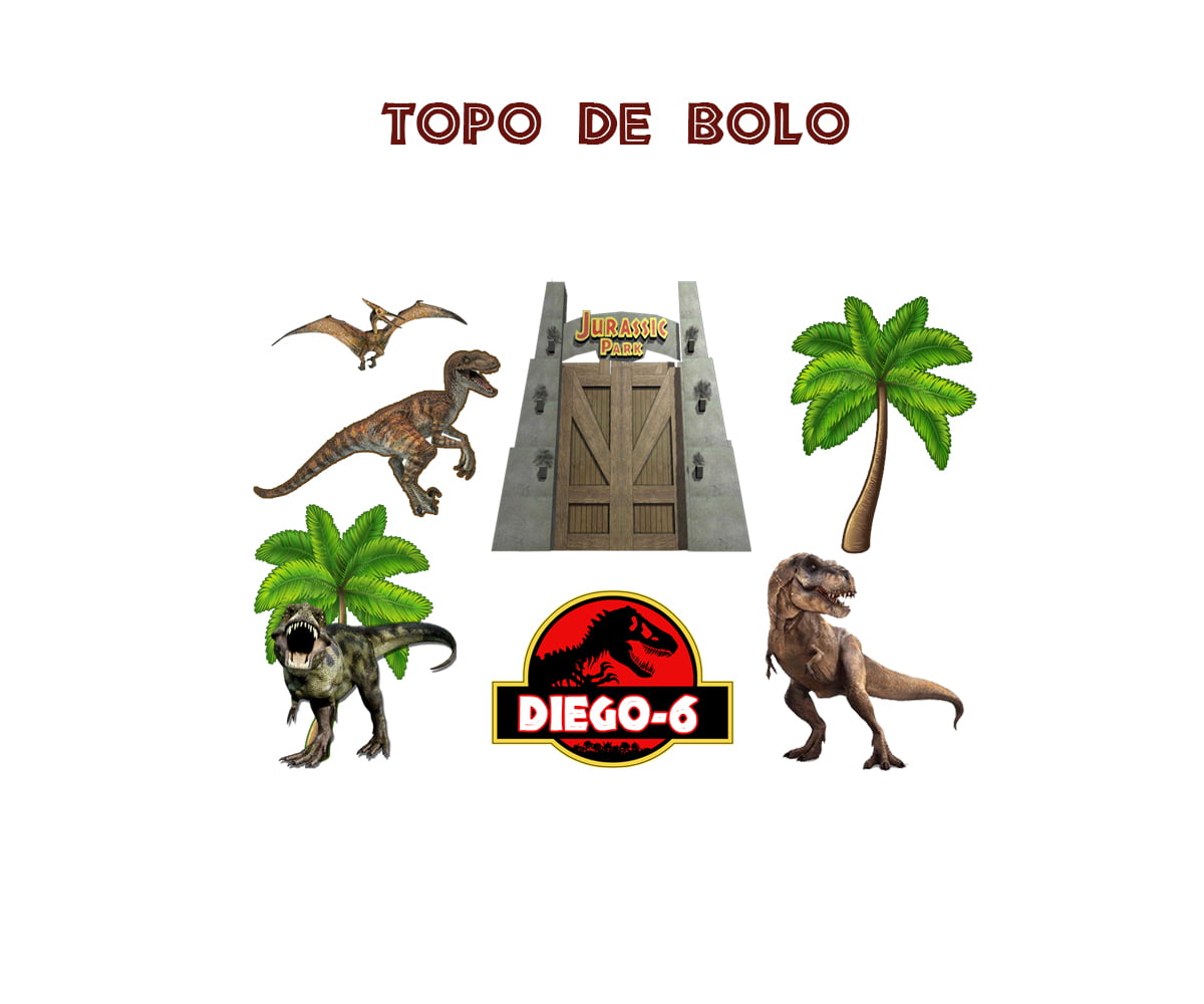 Topo de Bolo Dinossauro 10 peças