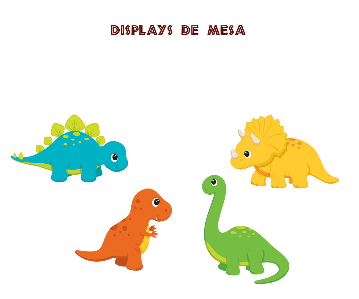 Kit 4 Display de mesa Dinossauro Baby Festa Fácil Econômica