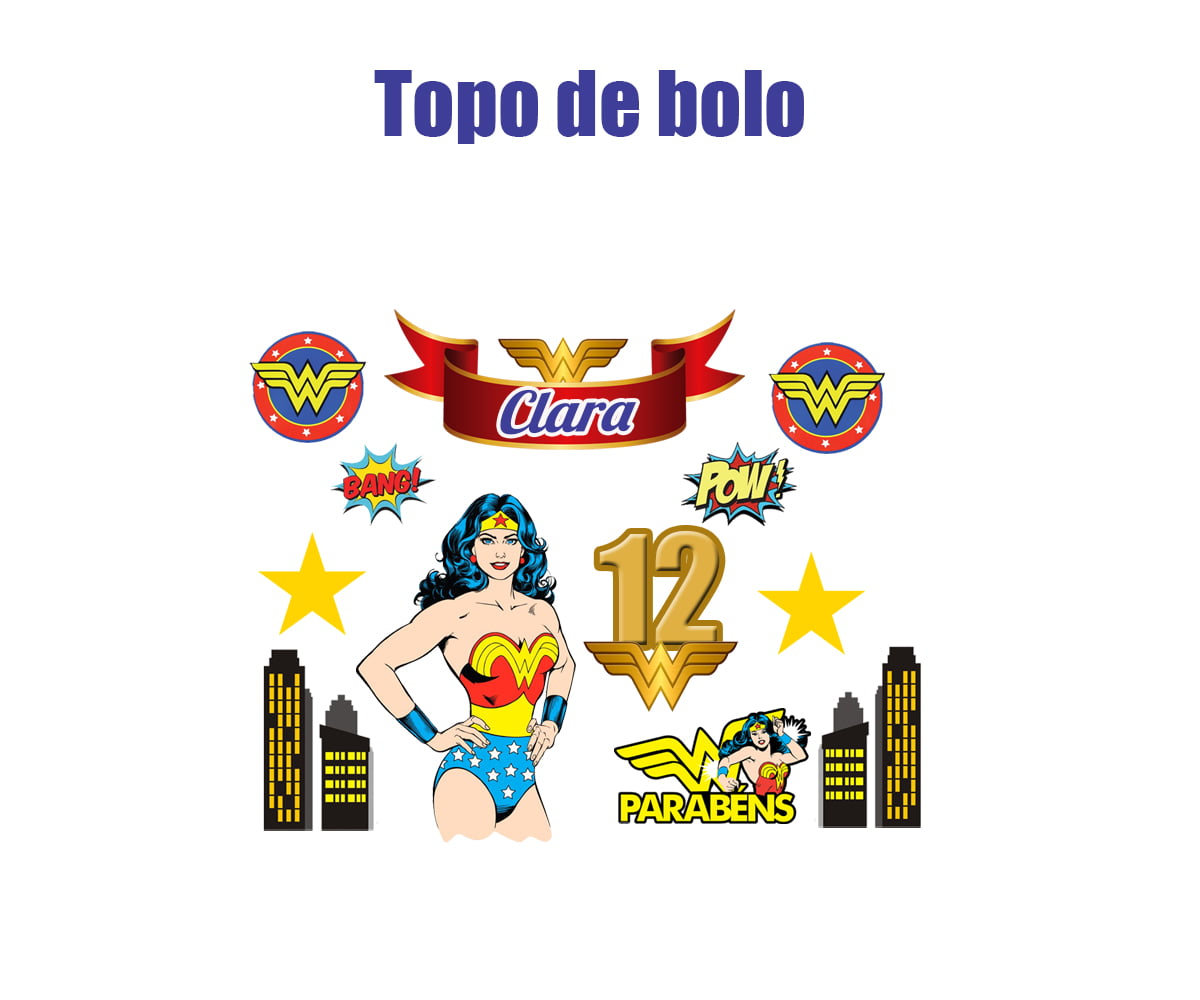 Kit Topo Topper De Bolo Aniversário Adulto Mulher