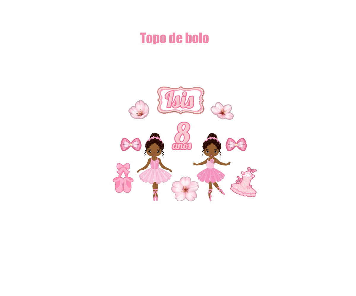 Kit Topo De Bolo Feminino Flores Personalizado Nome E Idade