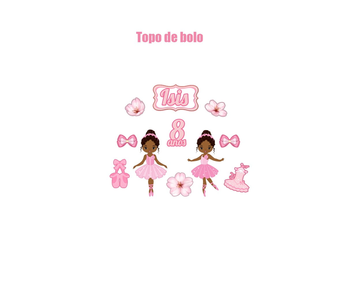 Topo de bolo personalizado no tema Princesa bailarina