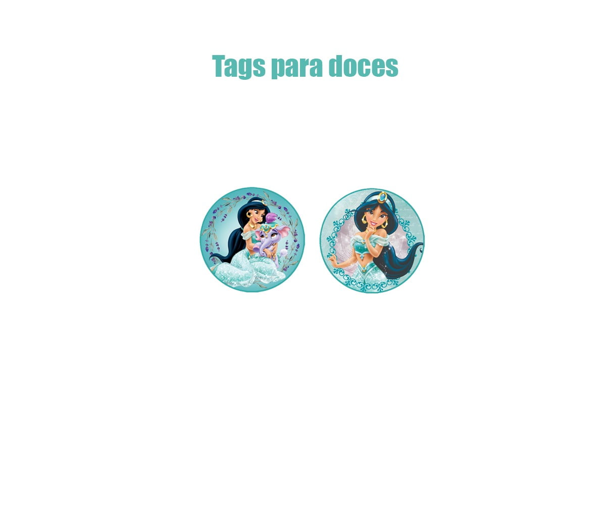 Kit Topper De Bolo/ Tags/Topo Princesa Jasmine