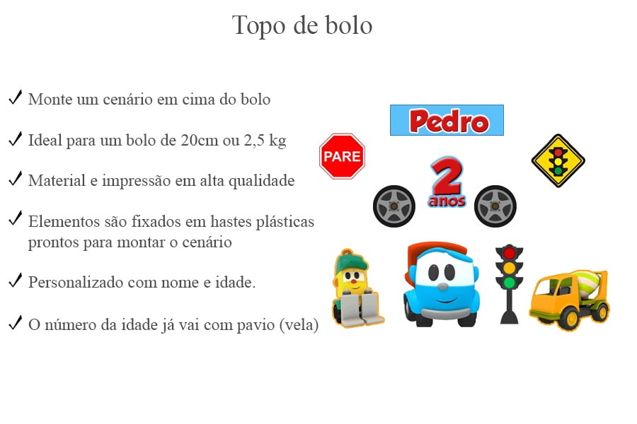 Topo De Bolo Personalizado Léo O Caminhão