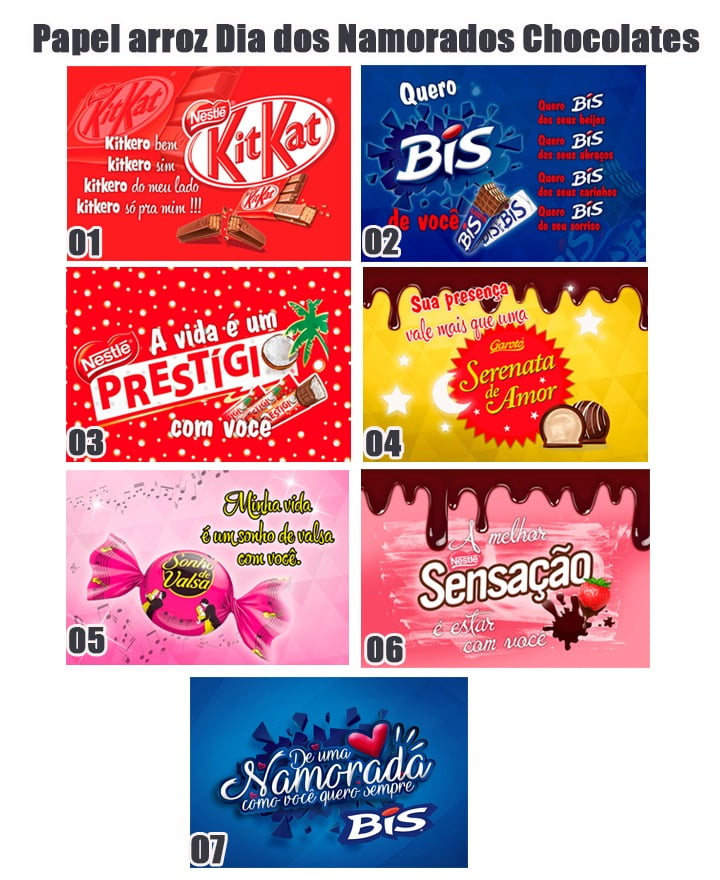 Papel Arroz - Dia dos Namorados Chocolates - tamanho 20x30cm - Pic Art  Personalizados