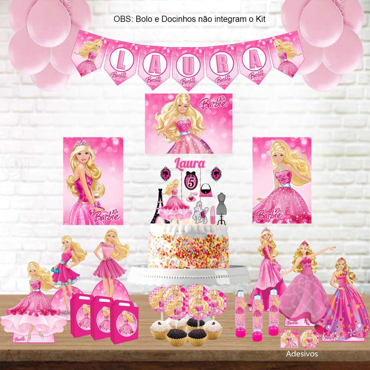 bolo da barbie quadrado de aniversário simples