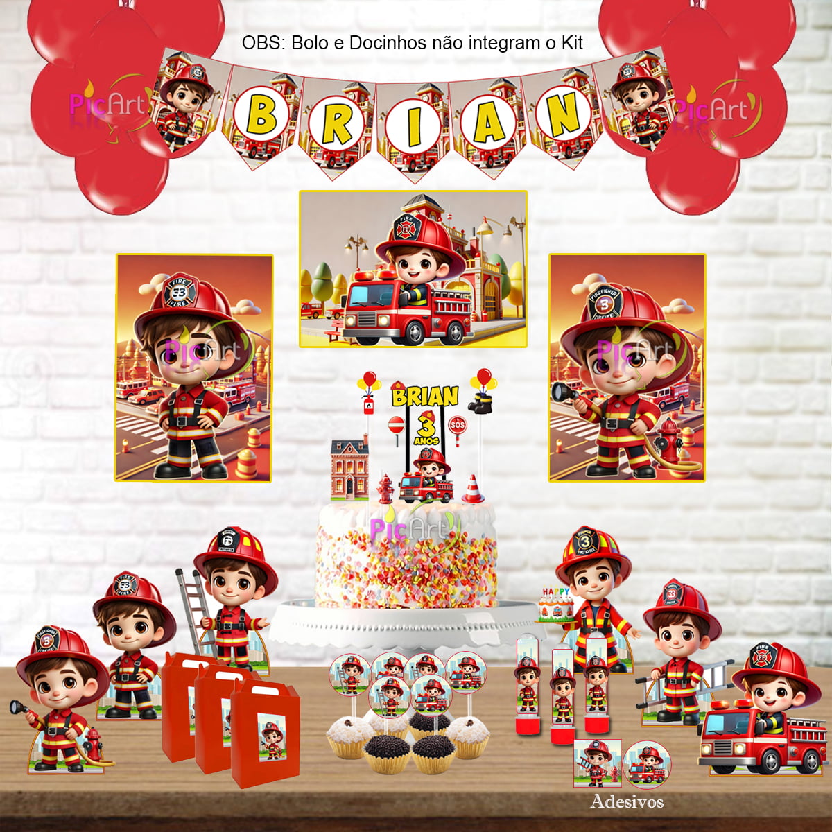 Kit Aniversário Personalizado Bombeiro