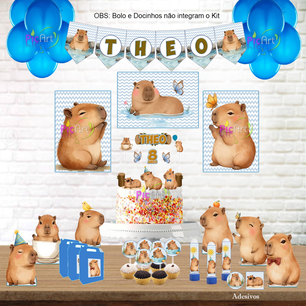 Kit Aniversário Personalizado Capivara azul