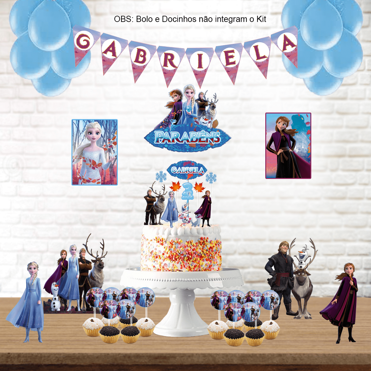 Bolo de aniversário Princesas Frozen mensagem personalizável