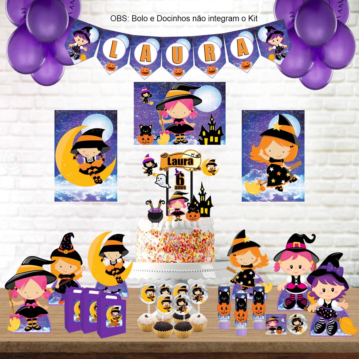 Kit Aniversário Personalizado Halloween Bruxinha