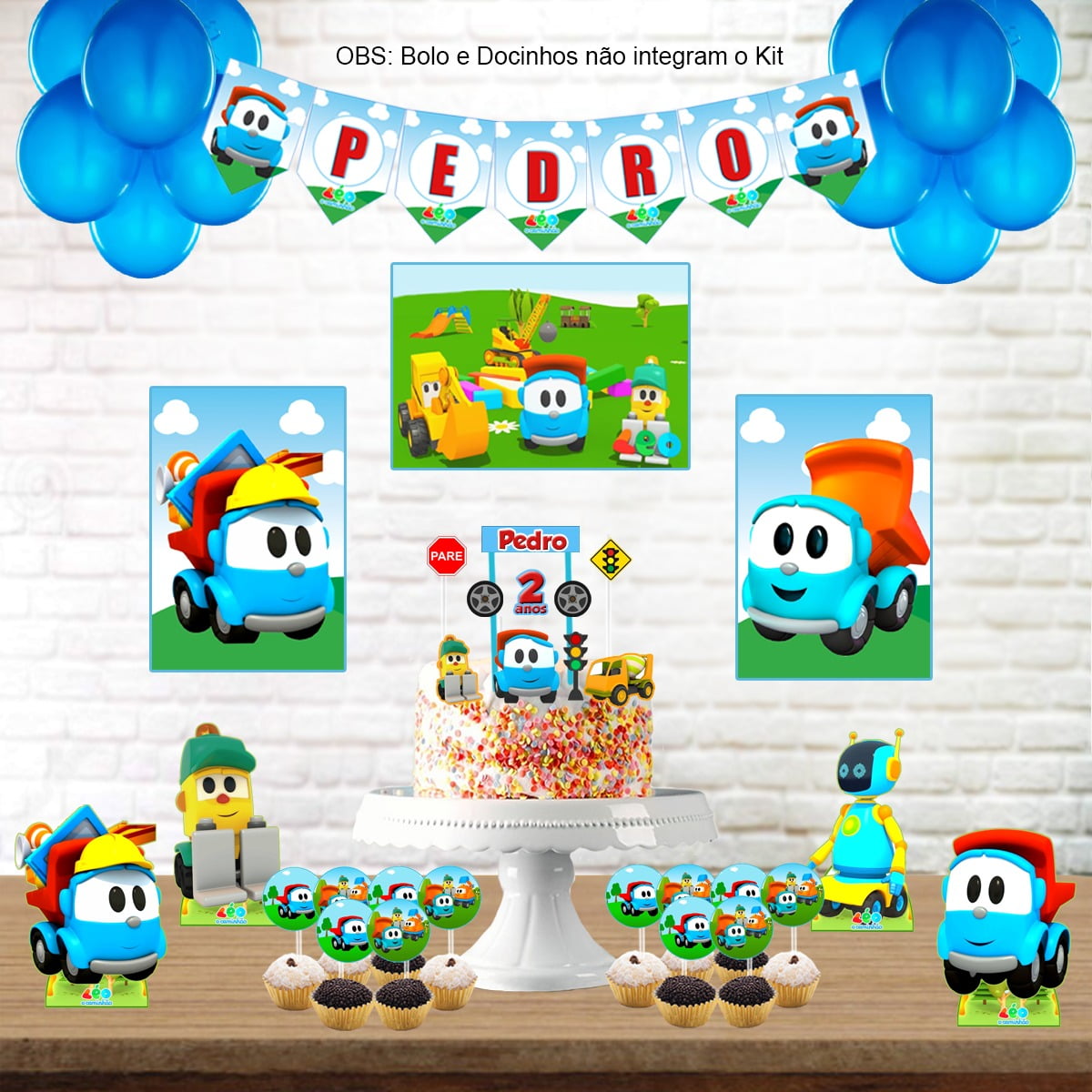 Kit Decoração Aniversário Personalizado com NOME e IDADE Léo o Caminhão -  Decoração Infantil!