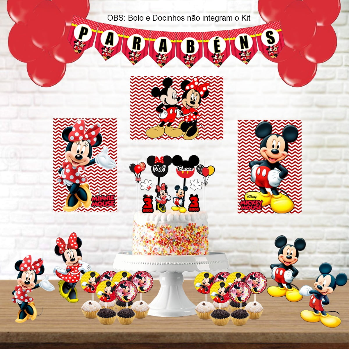 Kit Aniversário Personalizado Mickey e Minnie