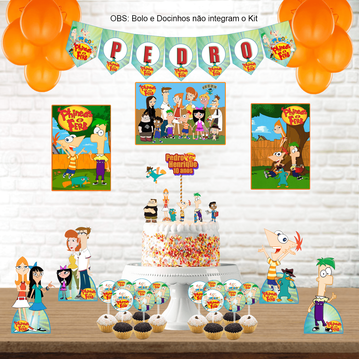 Kit Aniversário Personalizado Phineas e Ferb