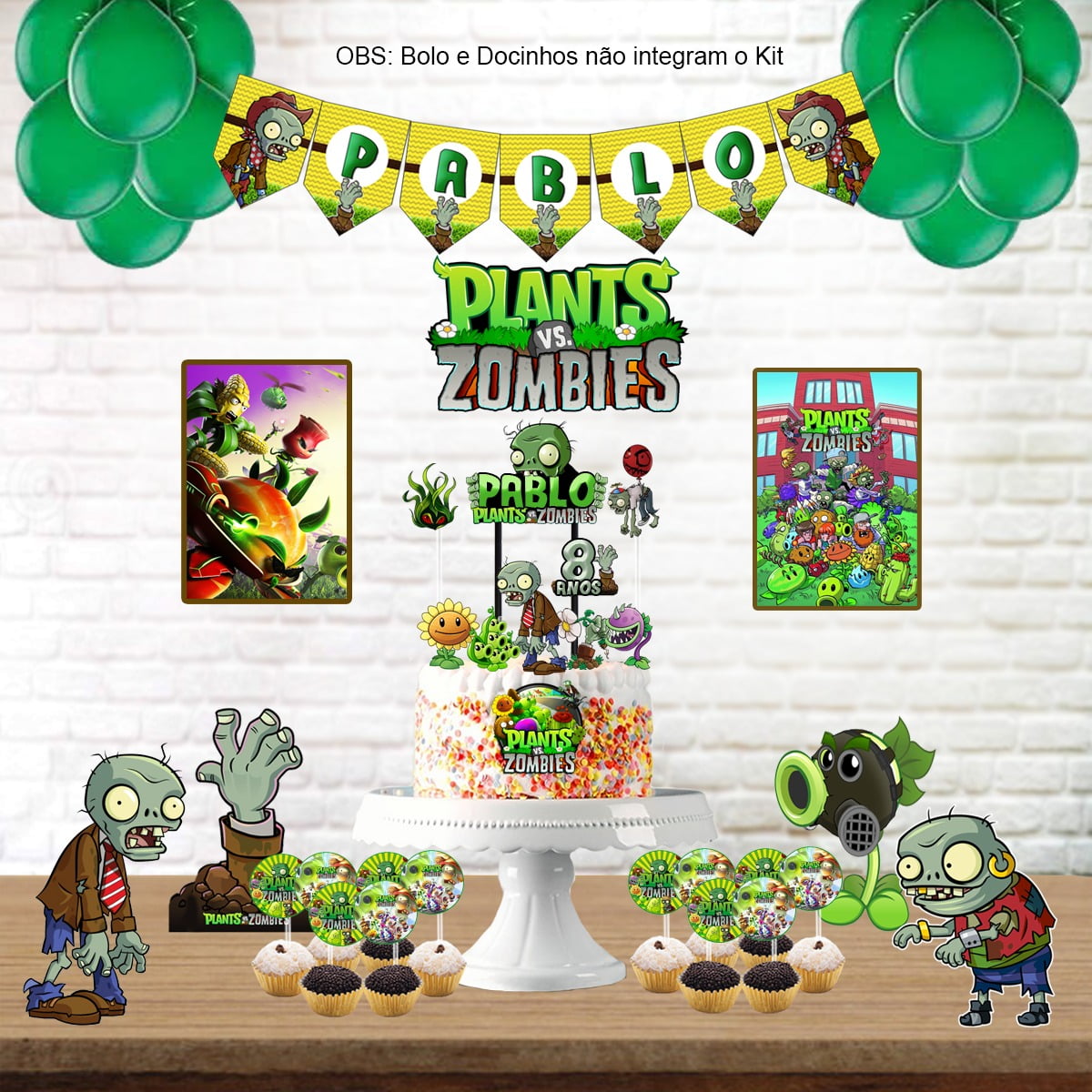 Kit Aniversário Personalizado Plantas vs Zumbis