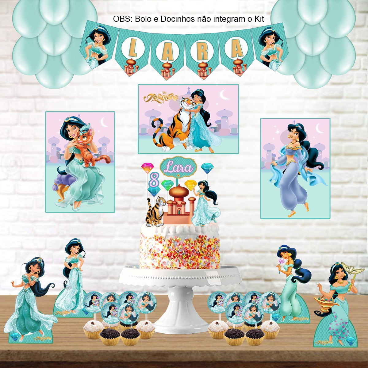 Kit Topper De Bolo/ Tags/Topo Princesa Jasmine