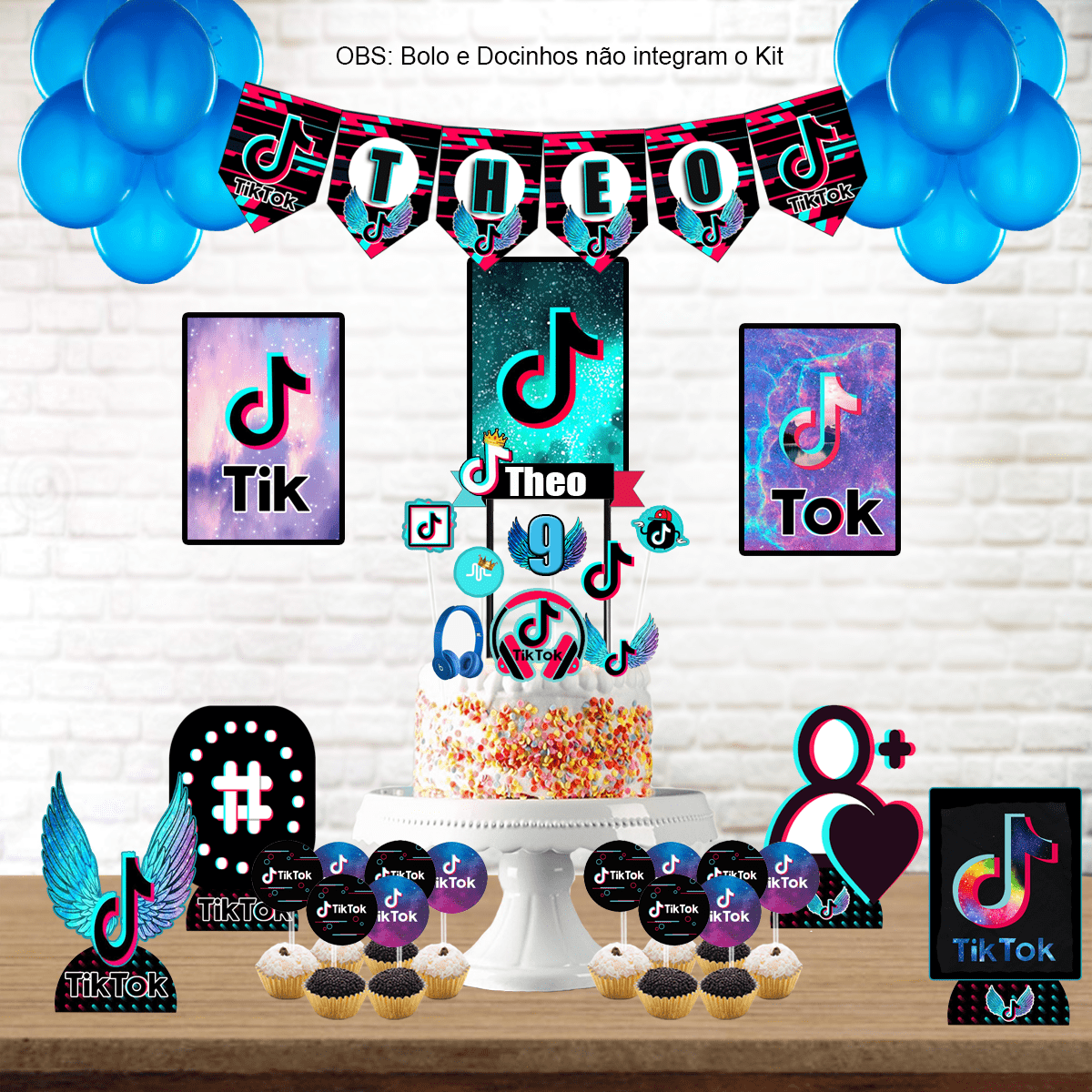 Topo De Bolo Personalizado, Tema: Tik Tok