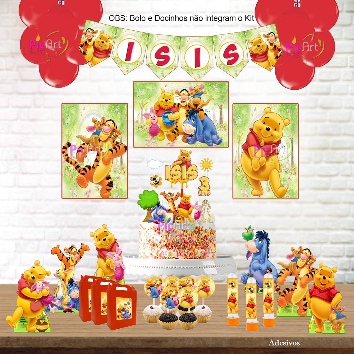 Kit Aniversário Personalizado Urso Pooh Menina