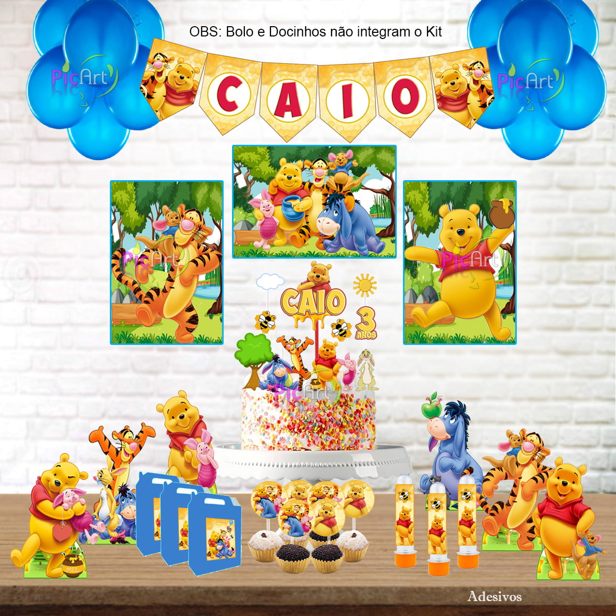 Kit Aniversário Personalizado Urso Pooh Menino
