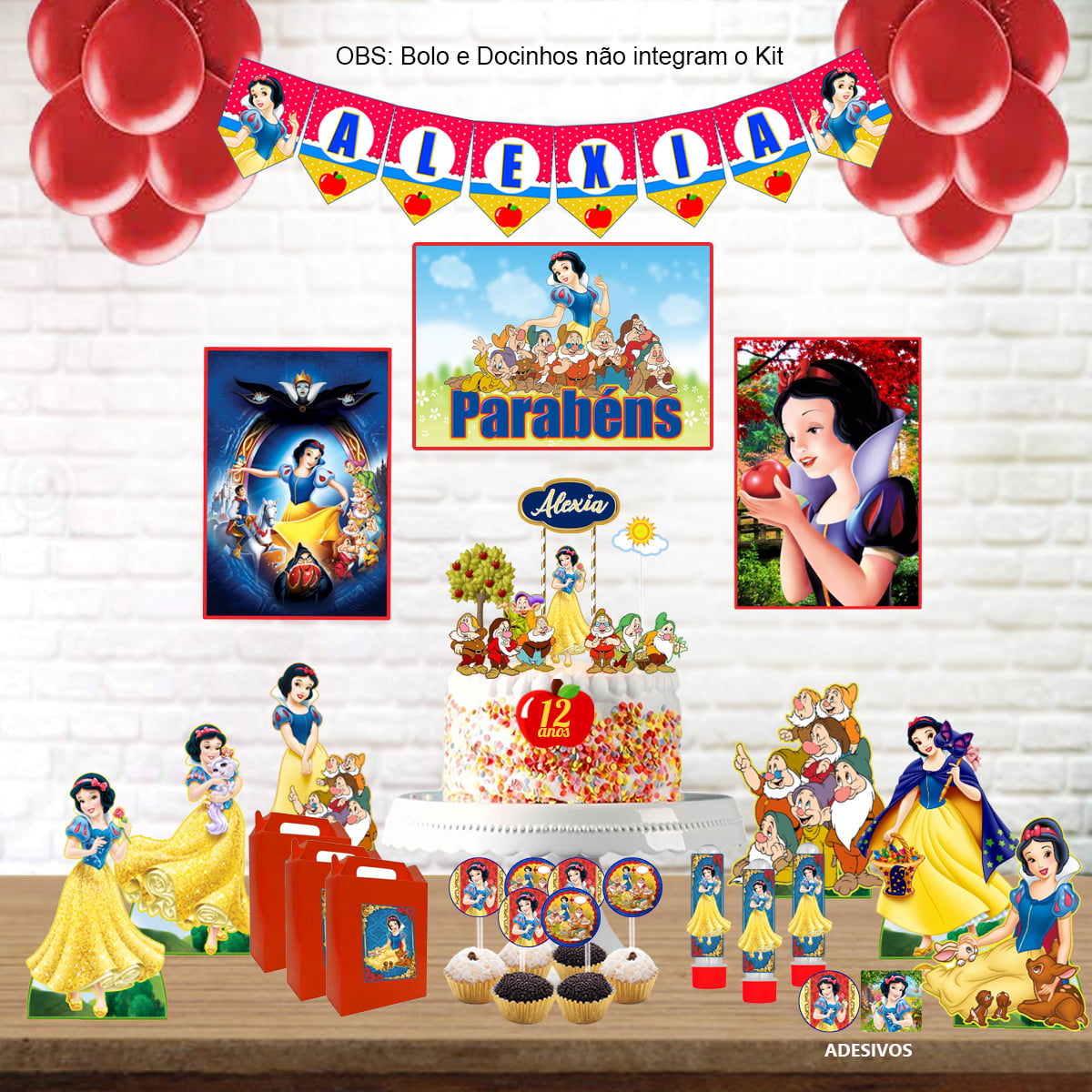 Kit Aniversário Personalizado Branca de Neve