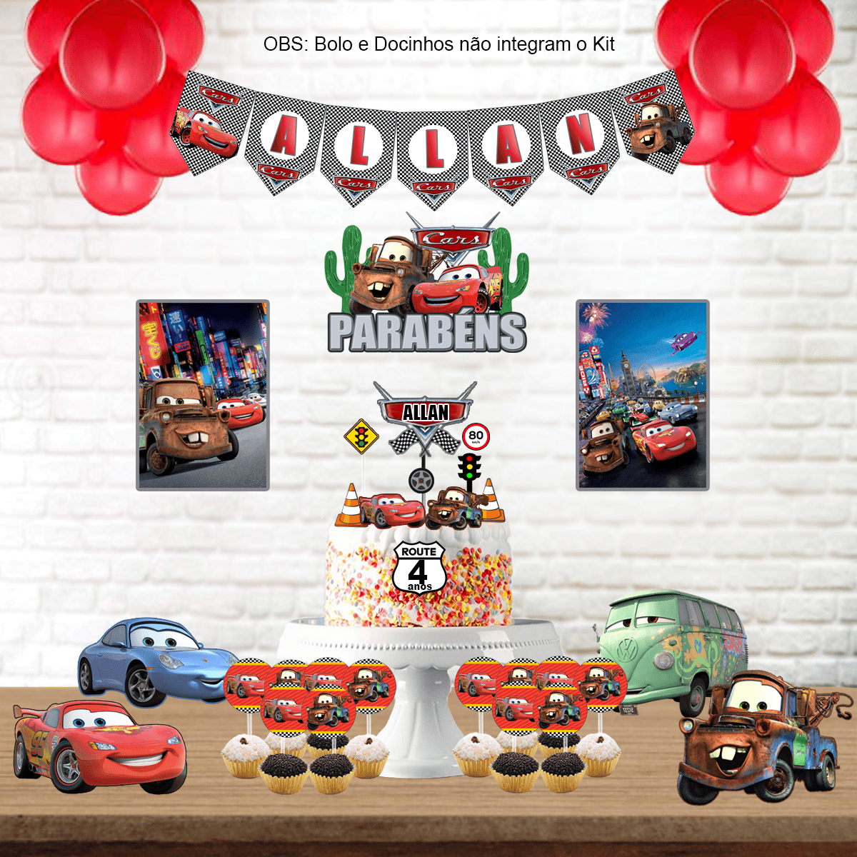 Kit Aniversário Personalizados Carros