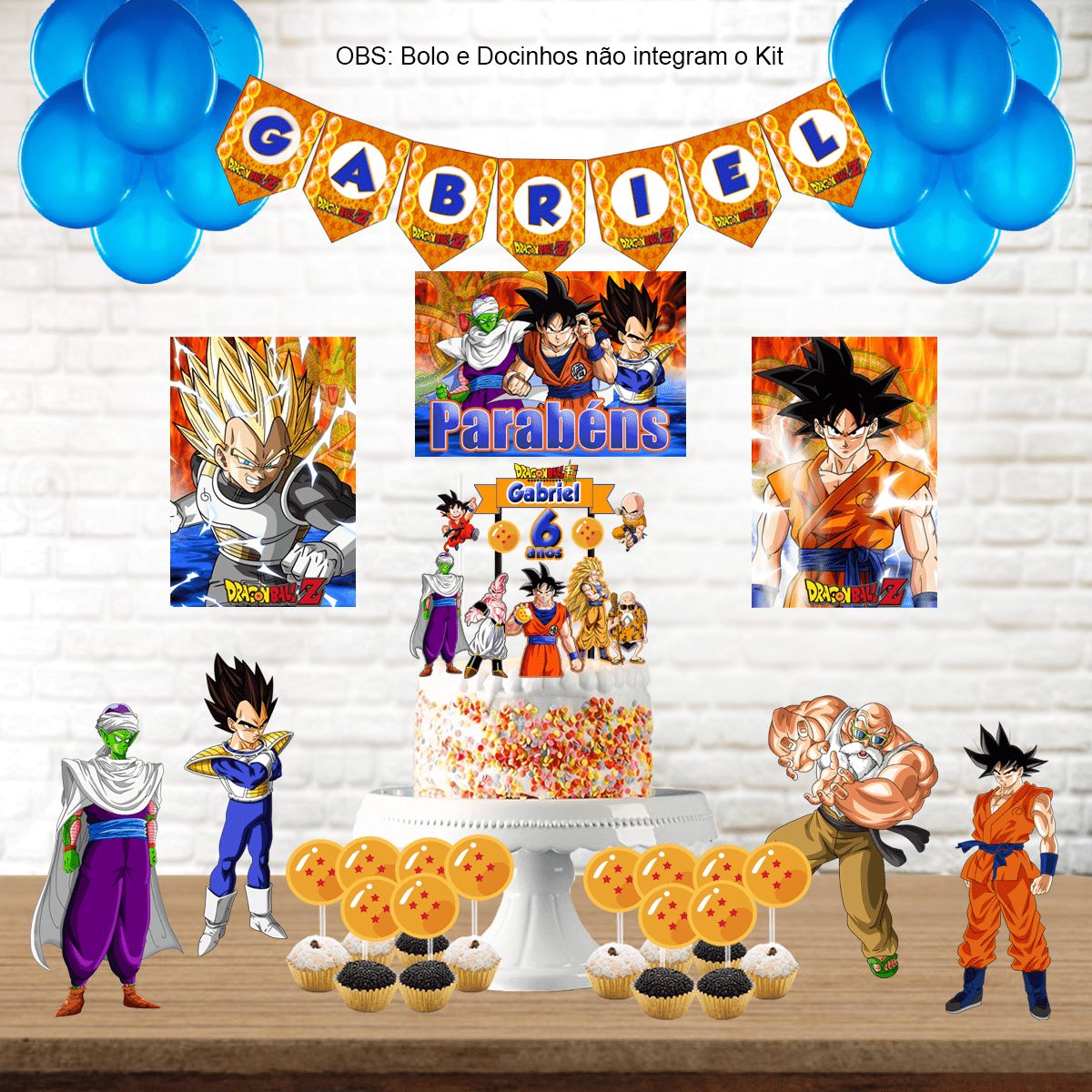 Dragon ball Z decoração de aniversário topo de bolo para imprimir png