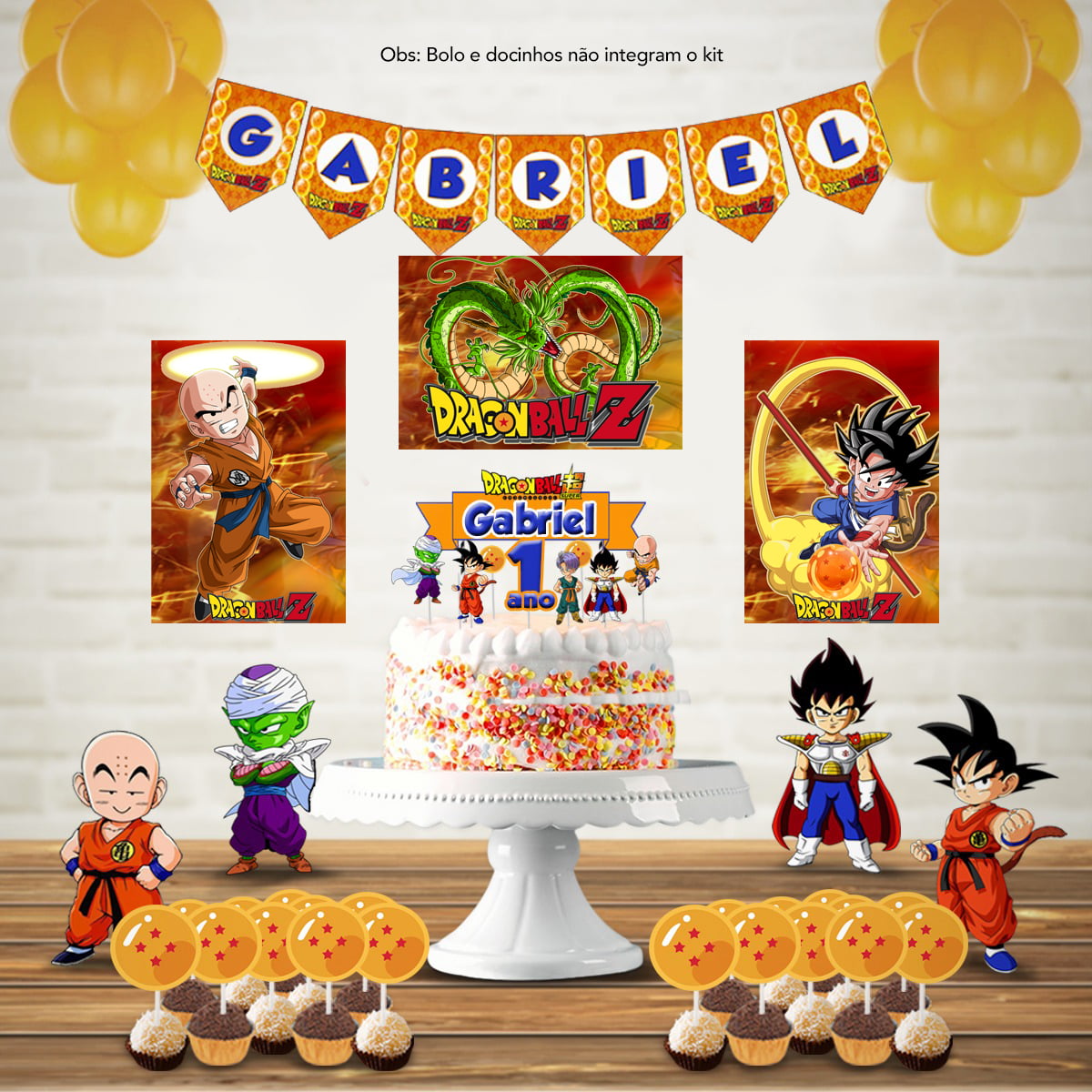 Dragon ball Z decoração de aniversário topo de bolo para imprimir png