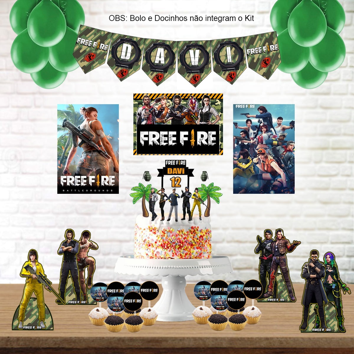 Festa tema FREE FIRE: Números personalizados