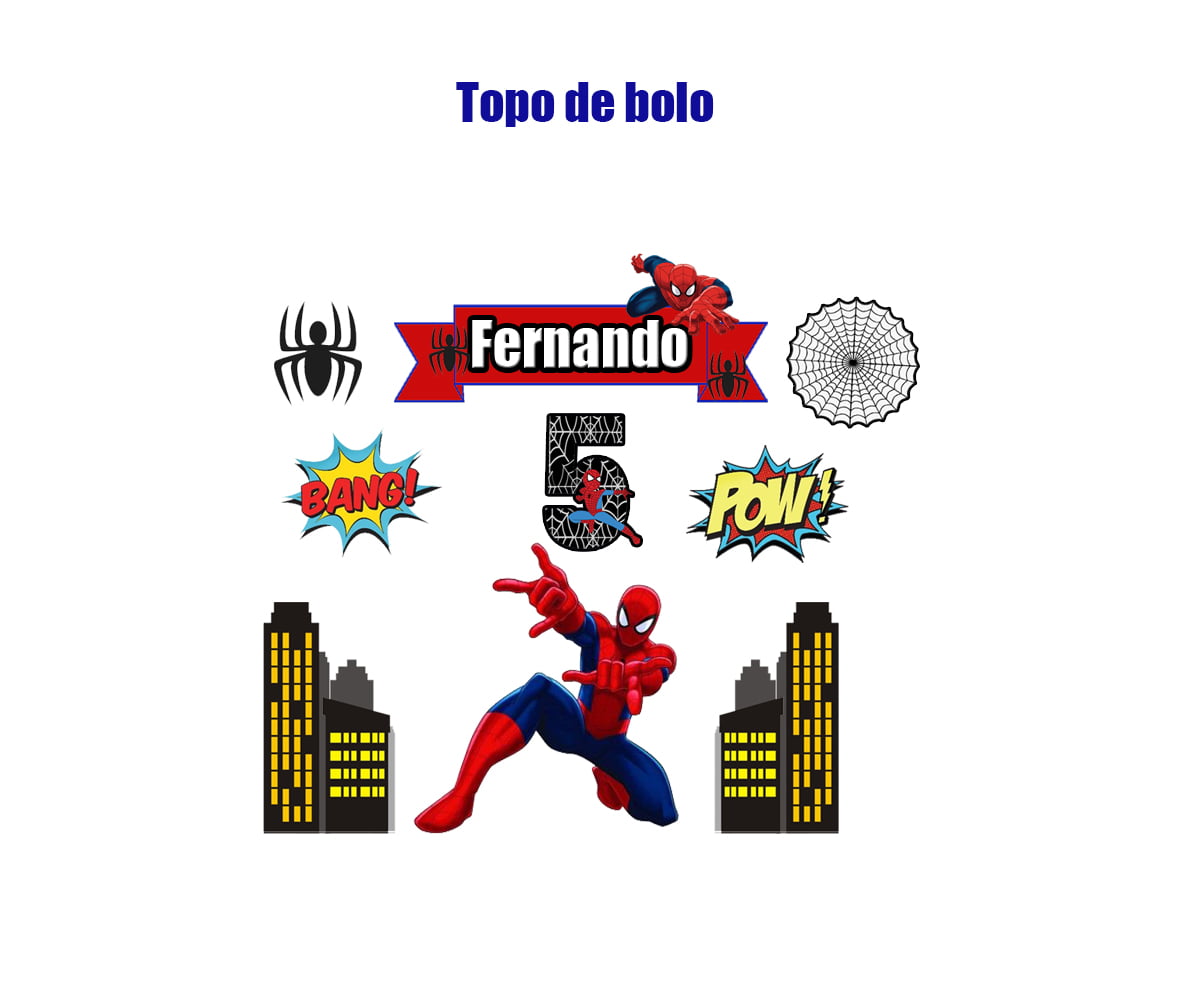 Topo de Bolo - Homem Aranha 2 - Personalizado com o nome e idade