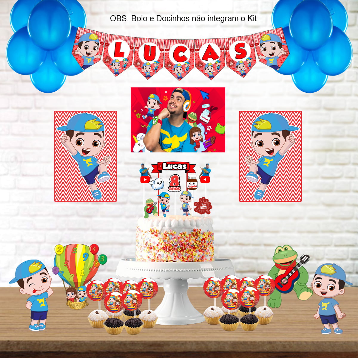 luccas neto turma toda kit decoração de festa infantil 10 display de 20cm