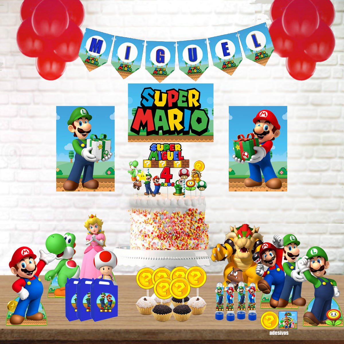 Kit Festa Mesversário Super Mario - Pic Art Personalizados