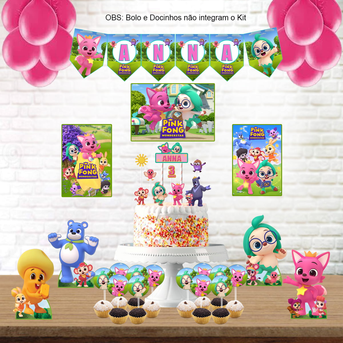 Kit Aniversário Personalizado Pinkfong & Hogi para Menina 