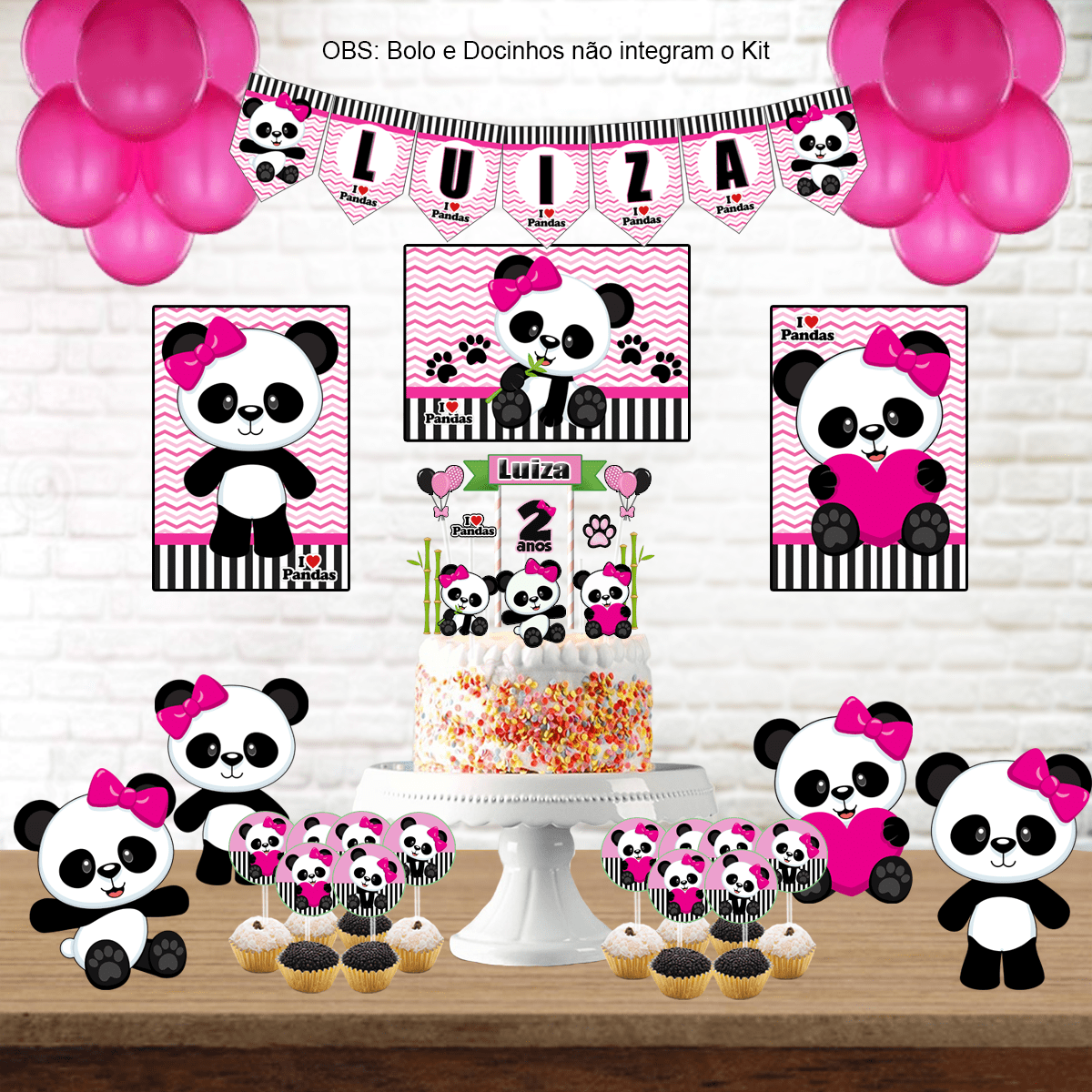 Imprimir Conjunto Pandas Bonitos Panda Tem Aniversário Panda Está