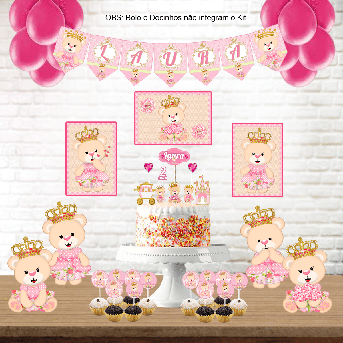 DECORAÇÃO PARA FESTA DE ANIVERSÁRIO DA BEBÊ LAURA!! Tema Infantil Rosa 