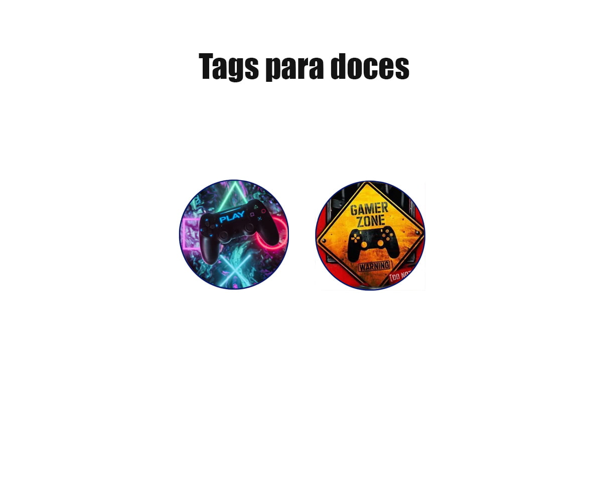 40 Toppers p/ Docinhos Tema Gamer Tags Festa Vídeo Game Ps