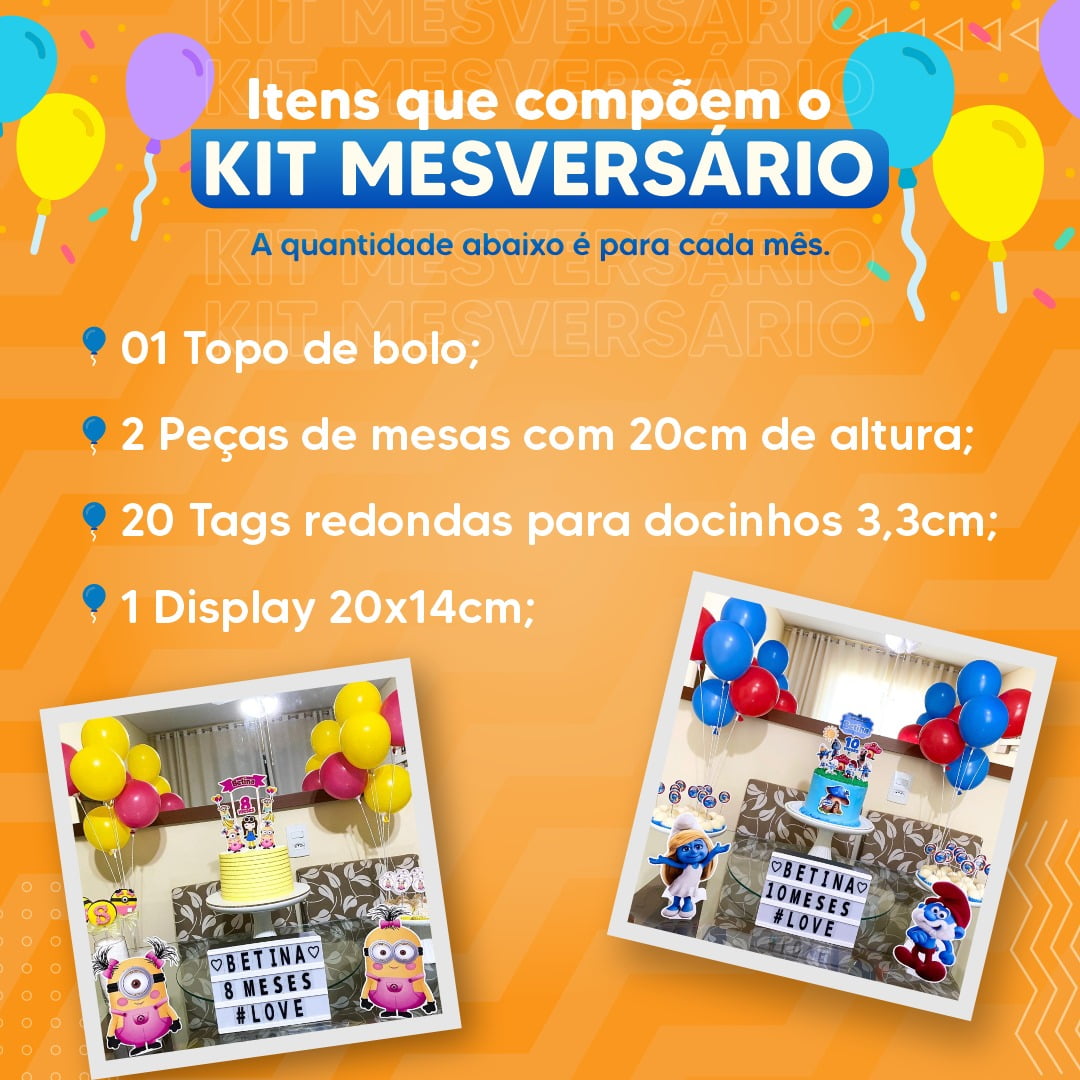 Kit Mêsversário - Masculino - Serve aprox. 5 pessoas .