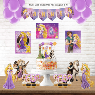 Kit Aniversário Em casa Personalizado - Rapunzel