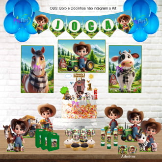 Kit Aniversário Personalizado fazendinha 3D menino