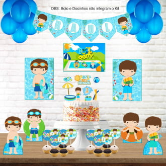 Kit Festa Pool Party Azul - Decoração Infantil