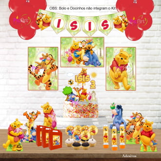 Kit Aniversário Personalizado Urso Pooh Menina